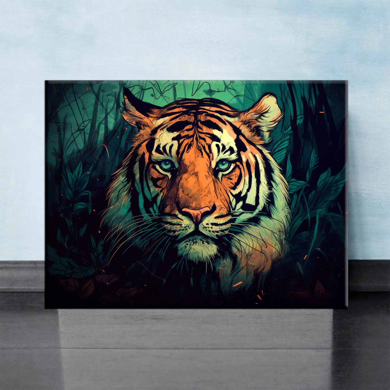 Cadre mural – Dessin Couleur Tigre dans la jungle cadre mural dessin couleur tigre dans la jungle
