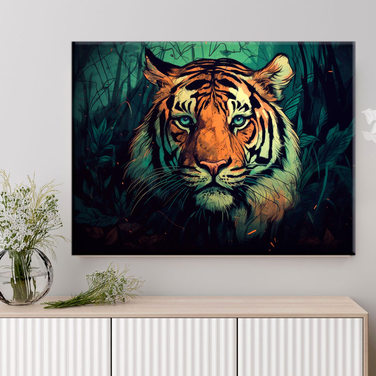 Cadre mural – Dessin Couleur Tigre dans la jungle cadre mural dessin couleur tigre dans la jungle