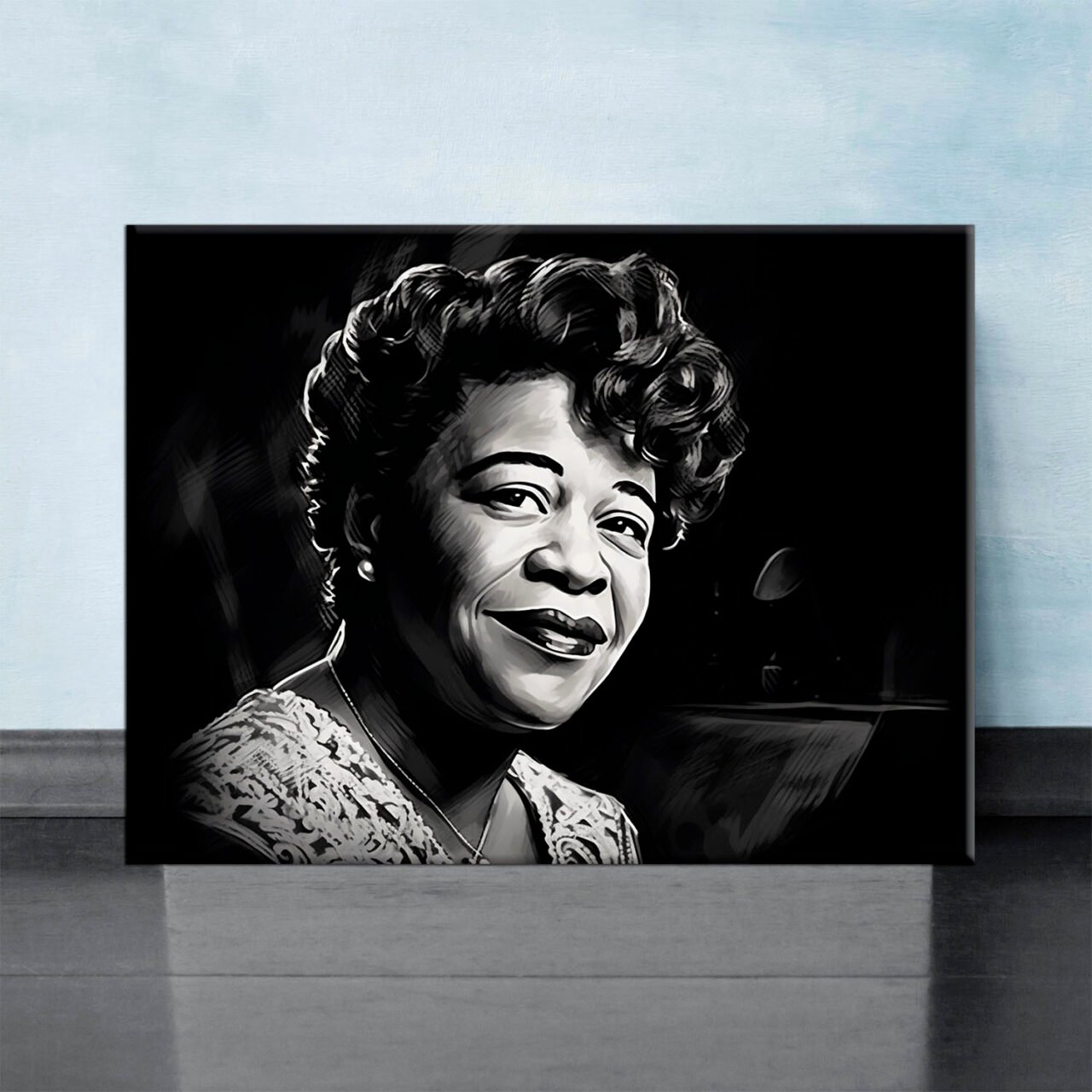 portrait artistique dessin noir et blanc ella fitzgerald