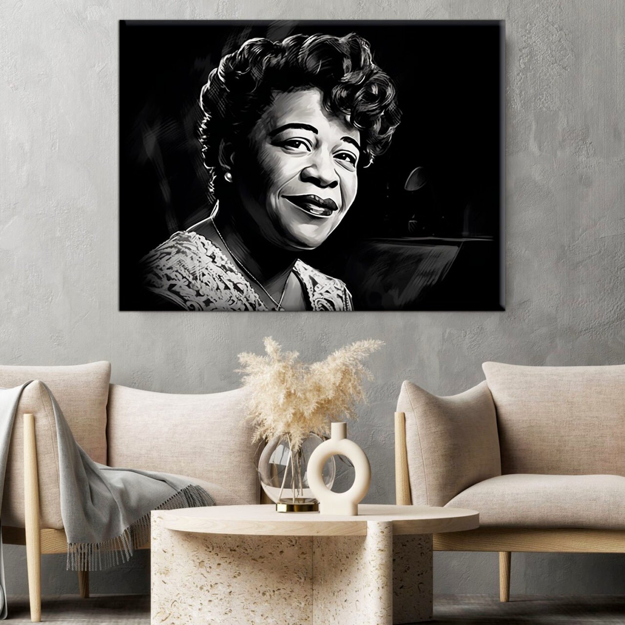 portrait artistique dessin noir et blanc ella fitzgerald