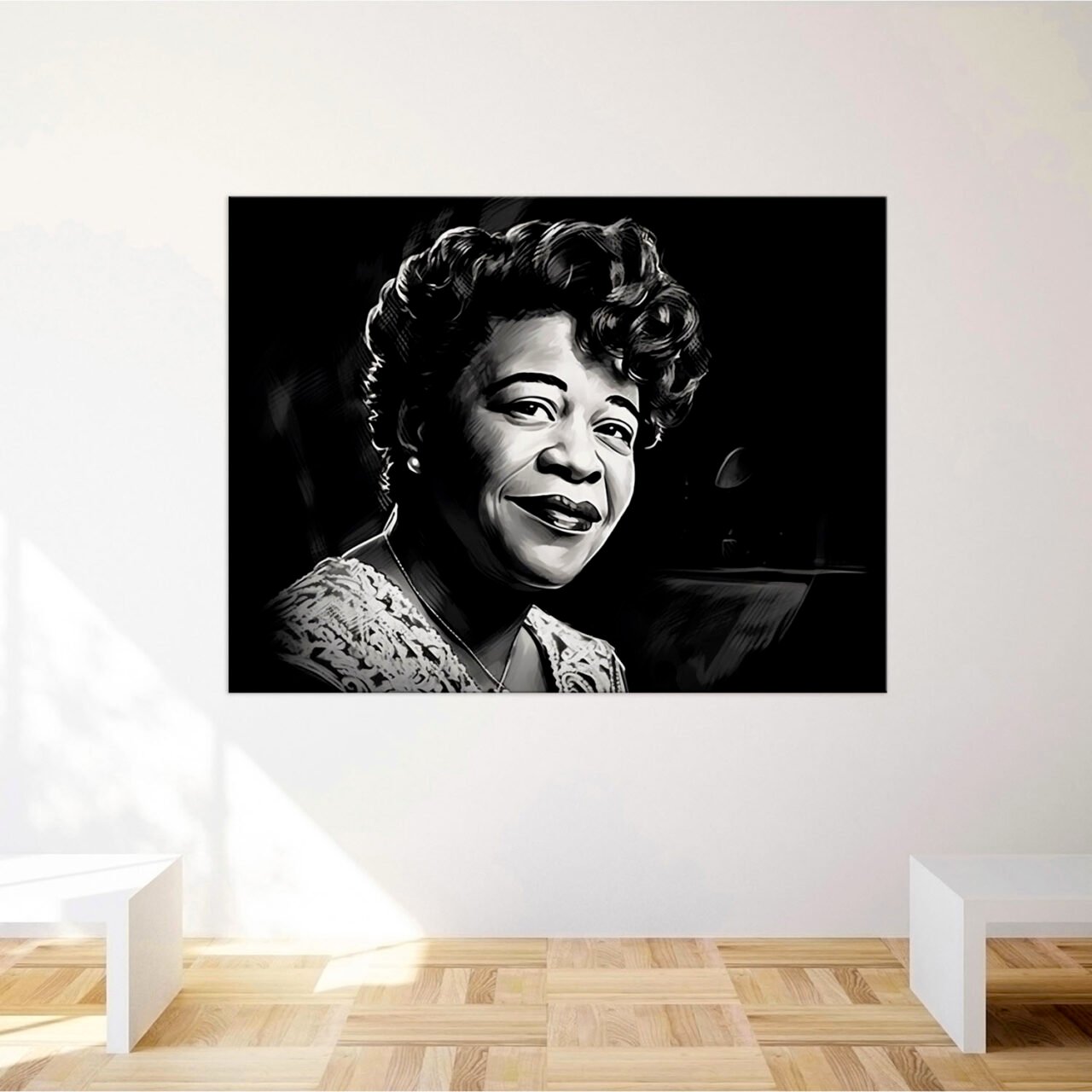 portrait artistique dessin noir et blanc ella fitzgerald