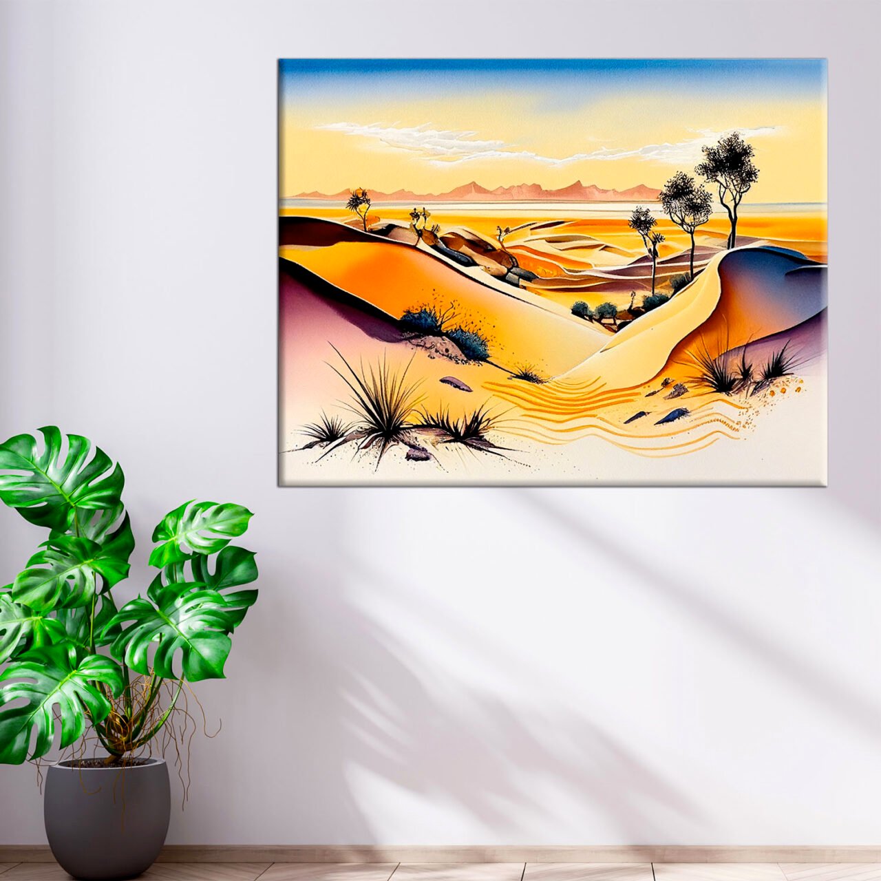 Cadre mural – Dunes du Sahara en Aquarelle cadre mural dunes du sahara en aquarelle