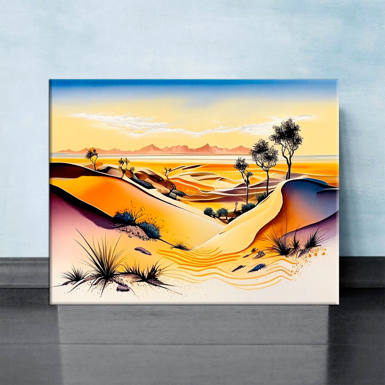 Cadre mural – Dunes du Sahara en Aquarelle cadre mural dunes du sahara en aquarelle