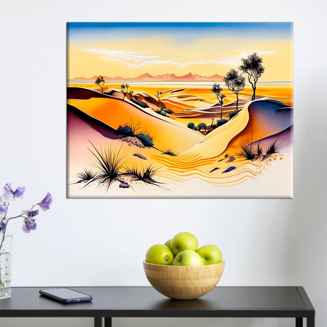 Cadre mural – Dunes du Sahara en Aquarelle cadre mural dunes du sahara en aquarelle