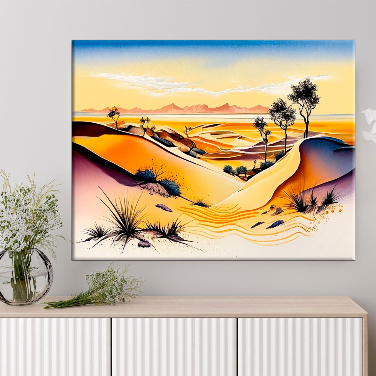 Cadre mural – Dunes du Sahara en Aquarelle cadre mural dunes du sahara en aquarelle