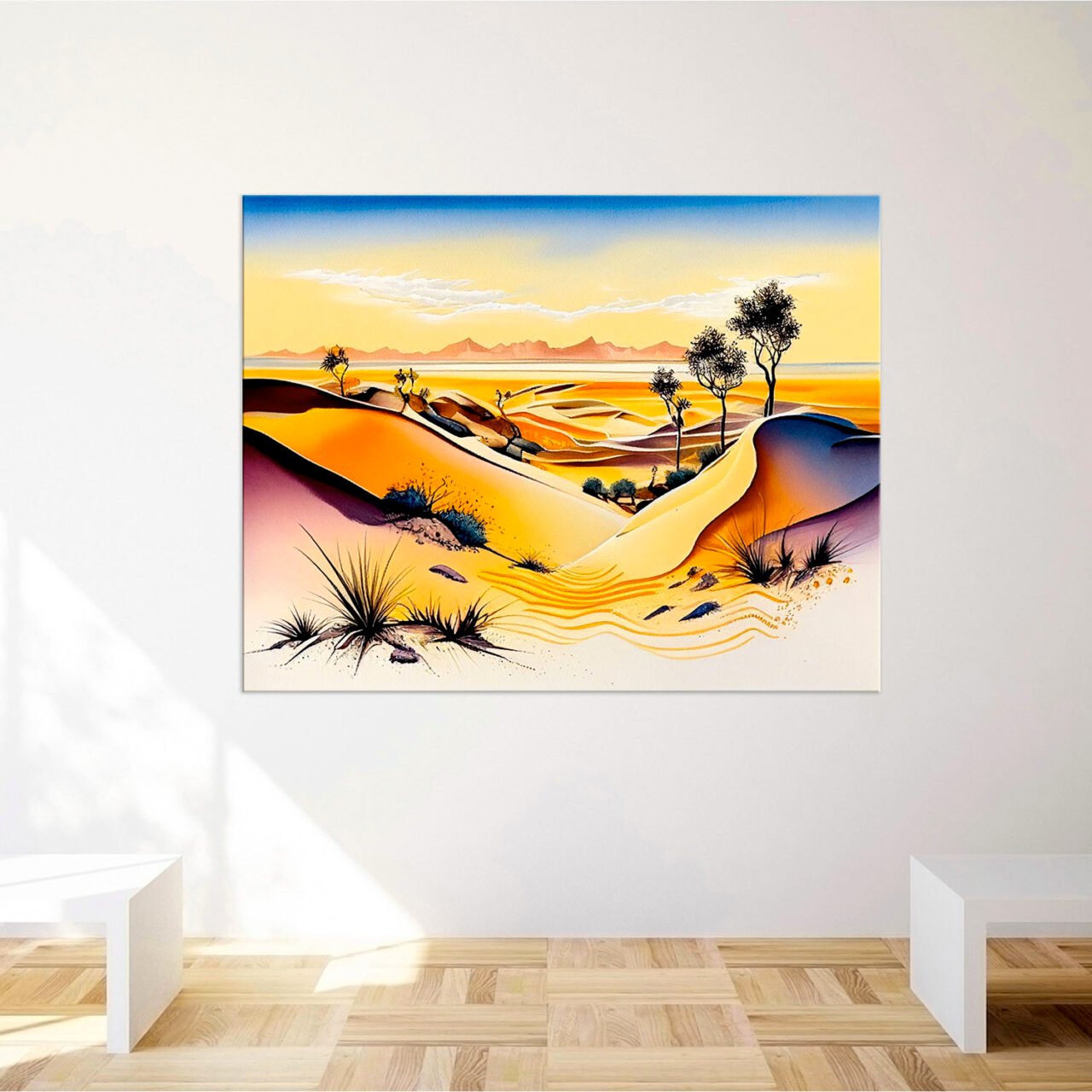 Cadre mural – Dunes du Sahara en Aquarelle cadre mural dunes du sahara en aquarelle