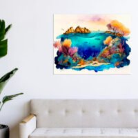 Cadre déco artistique – Grande Barrière de Corail Aquarelle cadre déco artistique grande barrière de corail aquarelle