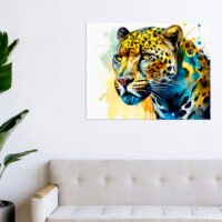 cadre mural jaguar portrait aquarelle