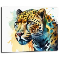 cadre mural jaguar portrait aquarelle