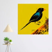Cadre mural – Oiseau noir sur fond jaune art minimaliste cadre mural oiseau noir sur fond jaune art minimaliste