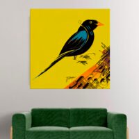 Cadre mural – Oiseau noir sur fond jaune art minimaliste cadre mural oiseau noir sur fond jaune art minimaliste