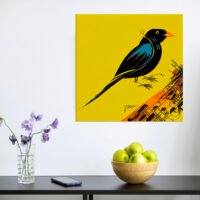 Cadre mural – Oiseau noir sur fond jaune art minimaliste cadre mural oiseau noir sur fond jaune art minimaliste