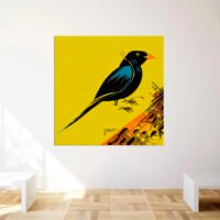Cadre mural – Oiseau noir sur fond jaune art minimaliste cadre mural oiseau noir sur fond jaune art minimaliste