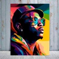 toile cadre déco portrait d'un rappeur pop art