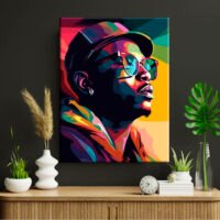 toile cadre déco portrait d'un rappeur pop art
