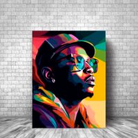 toile cadre déco portrait d'un rappeur pop art