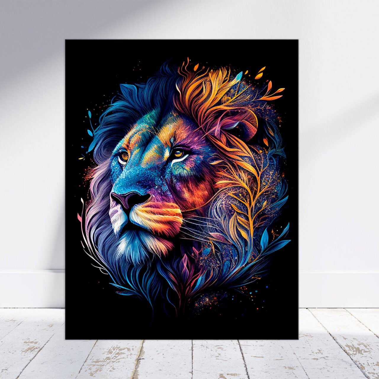 Art décoratif – Portrait Lion mandala couleurs vives art décoratif portrait lion mandala couleurs vives