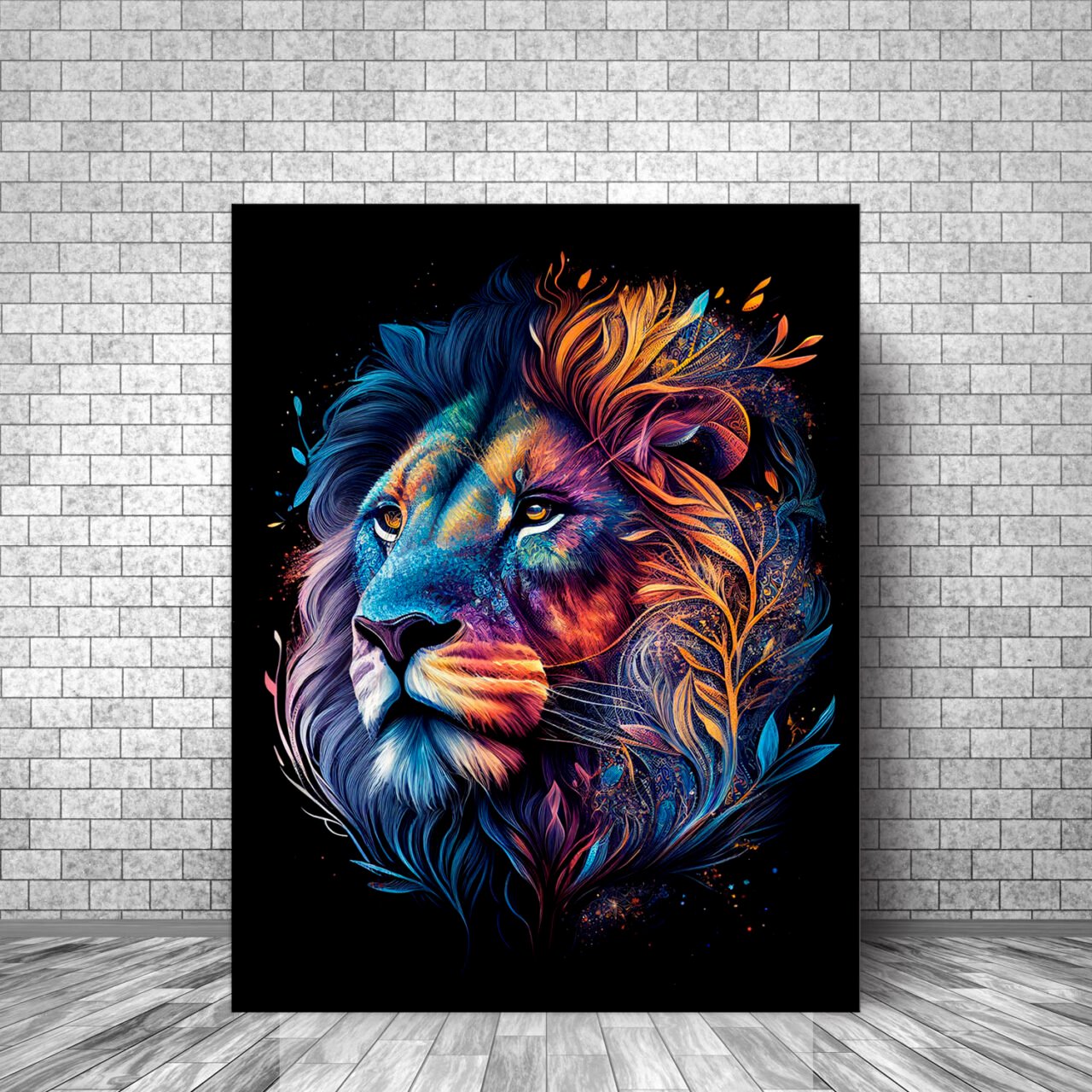Art décoratif – Portrait Lion mandala couleurs vives art décoratif portrait lion mandala couleurs vives