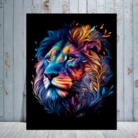 Art décoratif – Portrait Lion mandala couleurs vives art décoratif portrait lion mandala couleurs vives