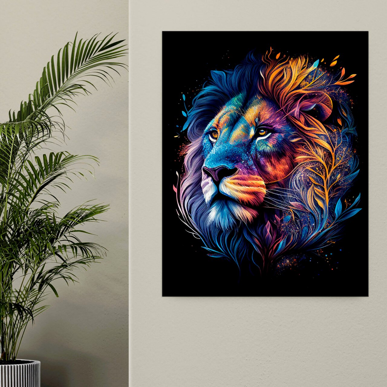 Art décoratif – Portrait Lion mandala couleurs vives art décoratif portrait lion mandala couleurs vives