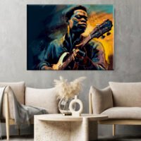 tableau d'art portrait guitariste de blues