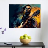 tableau d'art portrait guitariste de blues