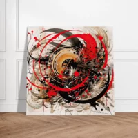 Tableau Abstrait Calligraphie Gris Rouge abstrait calligraphie gris rouge