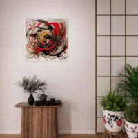 Tableau Abstrait Calligraphie Gris Rouge abstrait calligraphie gris rouge