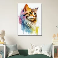 aquarelle chat fourrure colorée