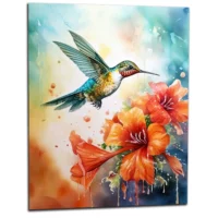 Aquarelle Colibri et Glaïeuls rouges aquarelle colibri et glaïeuls rouges