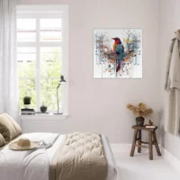 aquarelle oiseau coloré et notes de musique