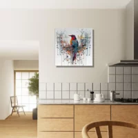 aquarelle oiseau coloré et notes de musique