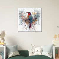 aquarelle oiseau coloré et notes de musique