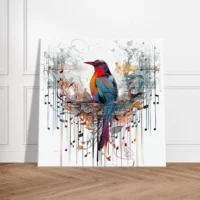 aquarelle oiseau coloré et notes de musique