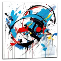 art abstrait bleu rouge noir georges mathieu