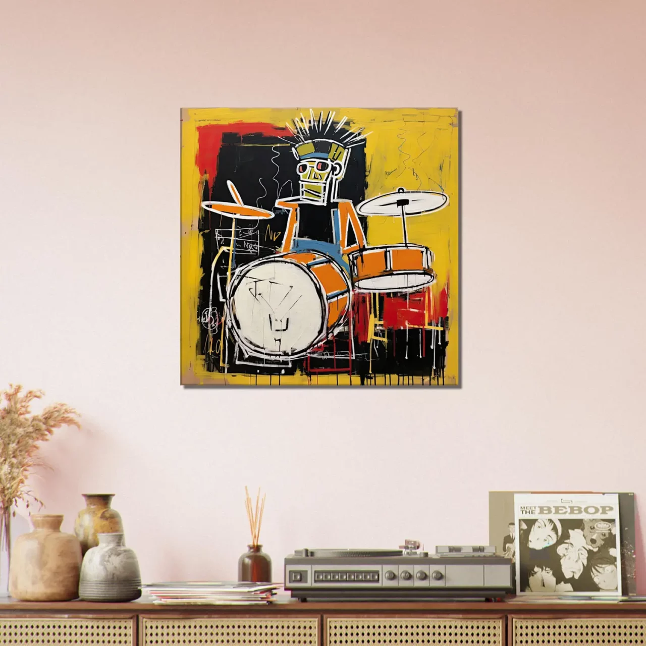 Batteur Musicien Abstrait style Basquiat batteur musicien abstrait style basquiat