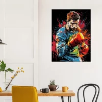 Boxeur Dessin et explosion de peinture rouge boxeur dessin et explosion de peinture rouge06