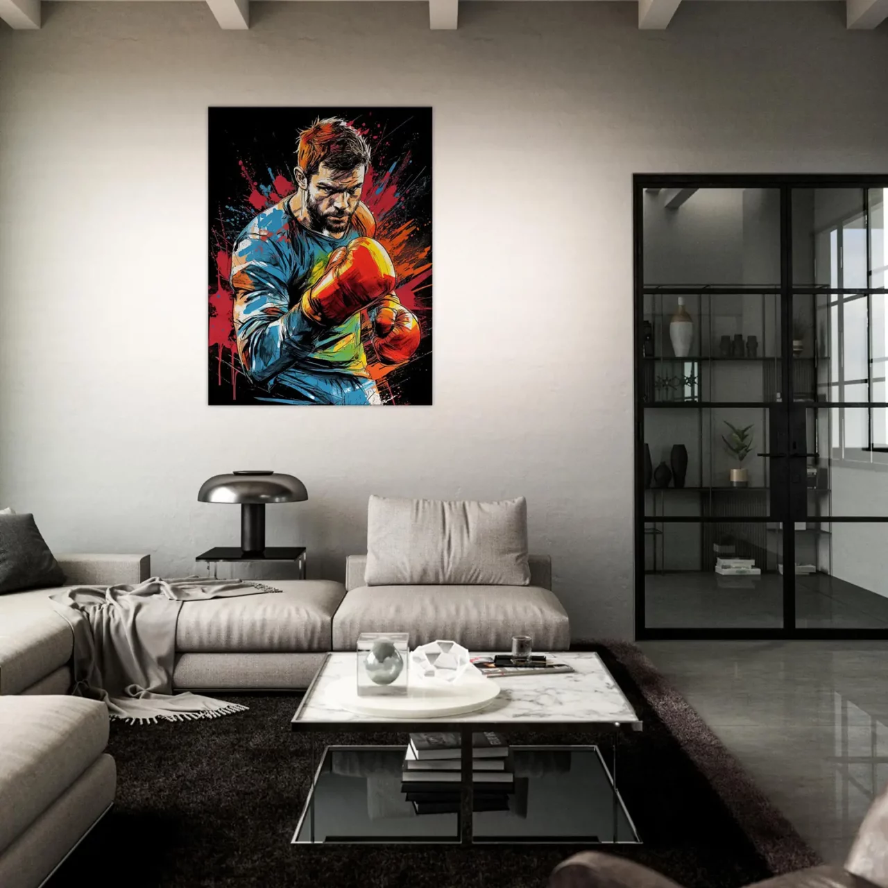 Boxeur Dessin et explosion de peinture rouge boxeur dessin et explosion de peinture rouge12