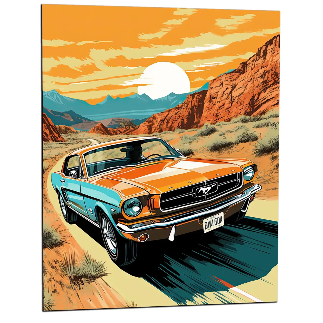 Ford Mustang roulant dans le désert d’Arizona ford mustant roulant dans le désert d'arizona