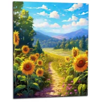 Illustration Champs de tournesols dans la vallée illustration champs de tournesols dans la vallée