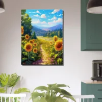 Illustration Champs de tournesols dans la vallée illustration champs de tournesols dans la vallée