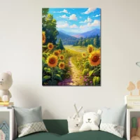 Illustration Champs de tournesols dans la vallée illustration champs de tournesols dans la vallée