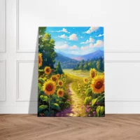 Illustration Champs de tournesols dans la vallée illustration champs de tournesols dans la vallée