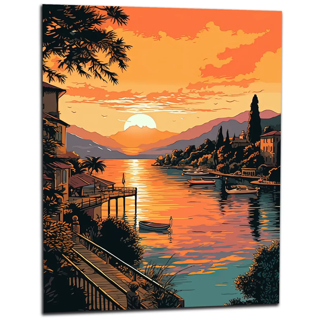 Tableau Lac de Côme au coucher du soleil lac de come au coucher du soleil