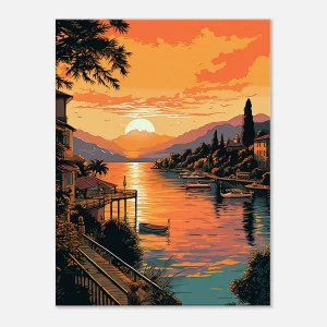 Tableau Lac de Côme au coucher du soleil