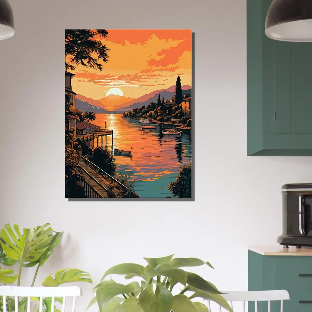 Tableau Lac de Côme au coucher du soleil lac de come au coucher du soleil