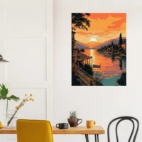Tableau Lac de Côme au coucher du soleil lac de come au coucher du soleil