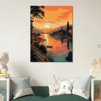 Tableau Lac de Côme au coucher du soleil lac de come au coucher du soleil