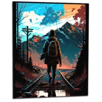 marchant sur des rails dans les montagnes