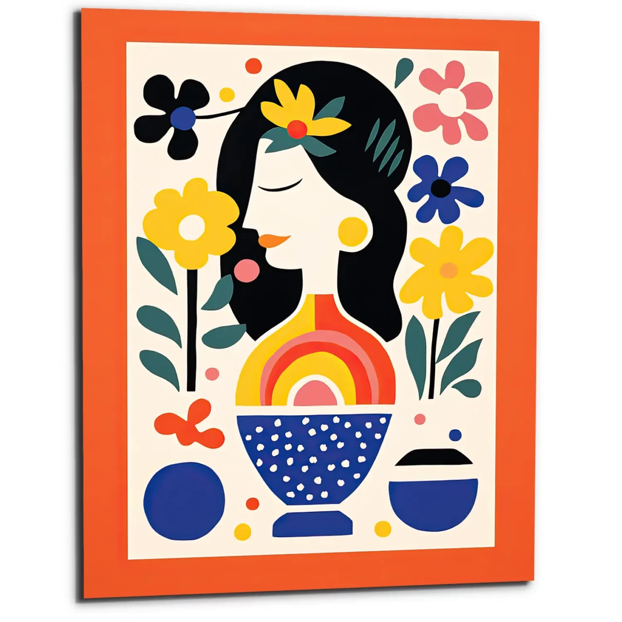 tableau style matisse femme et fleurs